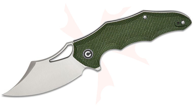 CIVIVI Knives Chiro Liner Lock Flipper Knife 3.1 inch 14C28N Satin Clip Point Blade, Milled Green Canvas Micarta Handles