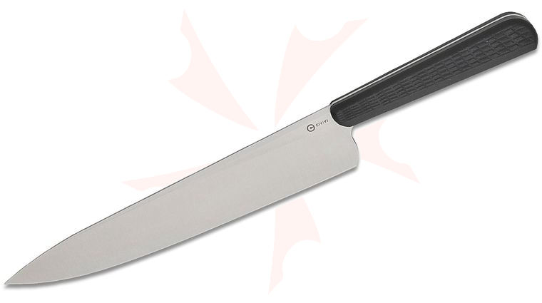 CIVIVI Knives Ostap Hel Cibus Chef's Knife 7.87 inch 14C28N Satin Drop Point Blade, Milled Black G10 Handle
