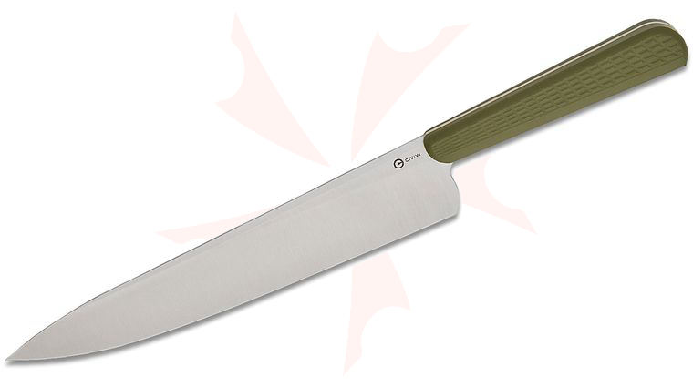 CIVIVI Knives Ostap Hel Cibus Chef's Knife 7.87 inch 14C28N Satin Drop Point Blade, Milled OD Green G10 Handle