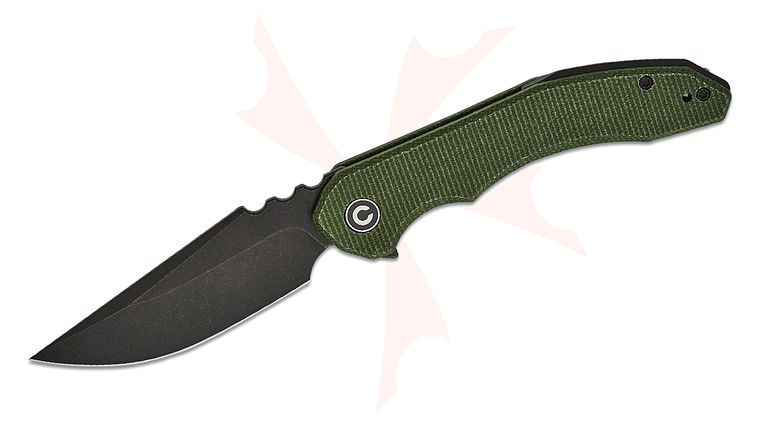 CIVIVI Knives Bryan Montalvo Bluetick Nested Liner Lock Flipper Knife 3.47 inch 14C28N Black Stonewashed Drop Point Blade, Milled Green Canvas Micarta Handles