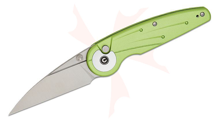 CIVIVI Knives Starflare Button Lock Folding Knife 3.3 inch Nitro-V Satin Wharncliffe Blade, Milled Lime Green Aluminum Handles