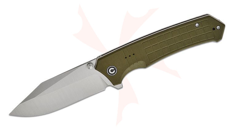 CIVIVI Knives Tacticorix Liner Lock Flipper Knife 3.7 inch Nitro-V Satin Clip Point Blade, Milled OD Green G10 Handles, Reversible Clip
