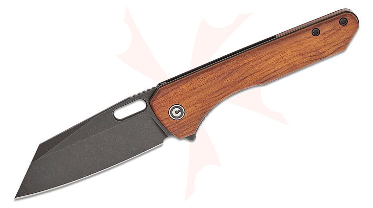 CIVIVI Knives Matthew Wehrwein Nugz Liner Lock Flipper Knife 3.17 inch 14C28N Black Stonewashed Reverse Tanto Blade, Guibourtia Wood Handles