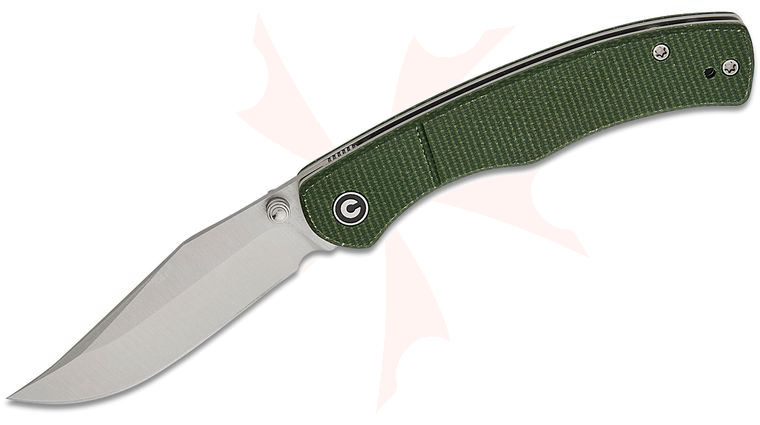 CIVIVI Knives Taylor Martin Clingman Liner Lock Front Flipper Knife 2.99 inch Nitro-V Satin Clip Point Blade, Green Canvas Micarta Handles, Reversible Clip
