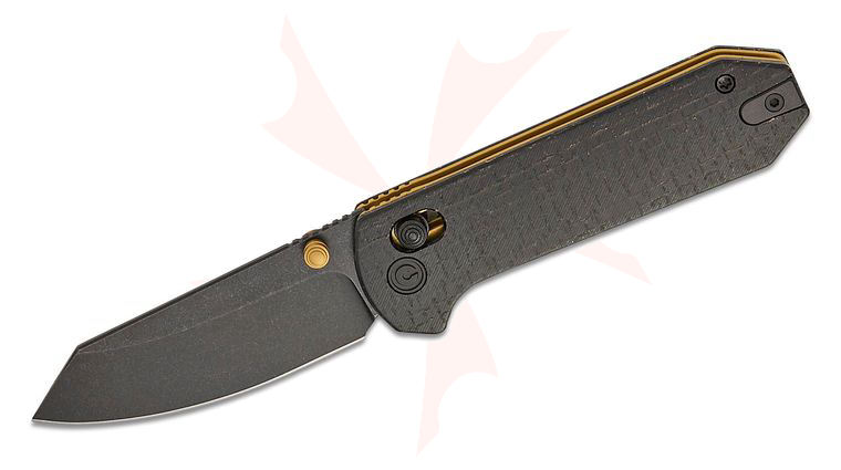CIVIVI Knives Zac Whitmore Yonder Crossbar Lock Folding Knife 2.88 inch 14C28N Black Stonewashed Spey Point Blade, Contoured Black Burlap Micarta Handles, Reversible Clip