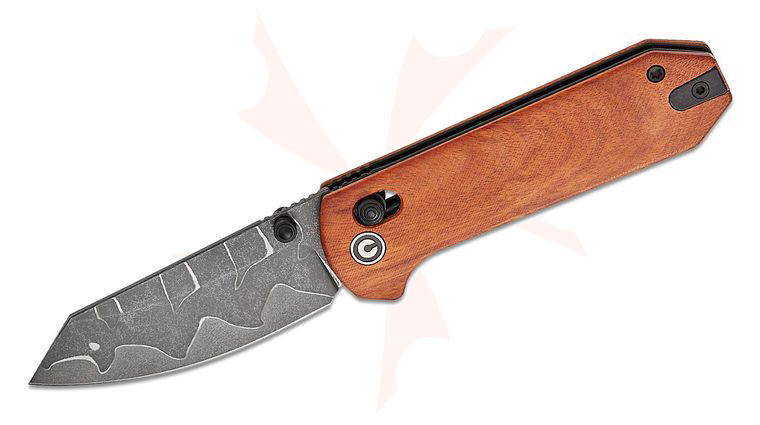 CIVIVI Knives Zac Whitmore Yonder Crossbar Lock Folding Knife 2.88 inch Jagged Damascus Spey Point Blade, Contoured Guibourtia Wood Handles, Reversible Clip
