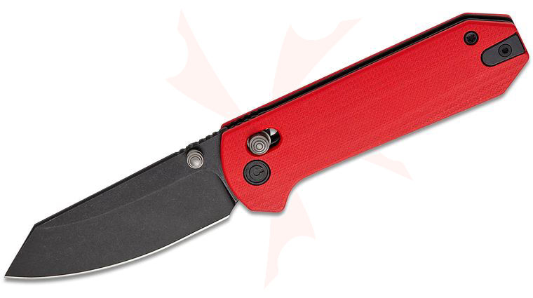 CIVIVI Knives Zac Whitmore Yonder Crossbar Lock Folding Knife 2.88 inch 14C28N Black Stonewashed Spey Point Blade, Contoured Red G10 Handles, Reversible Clip
