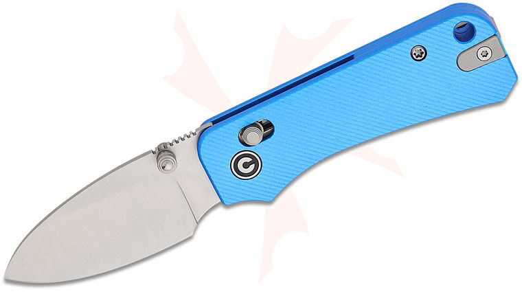 CIVIVI Knives C23074-1 Ben Petersen Baby Banter 2 Crossbar Lock Folding Knife 2.34 inch Nitro-V Satin Blade, Blue Machined Aluminum Handles