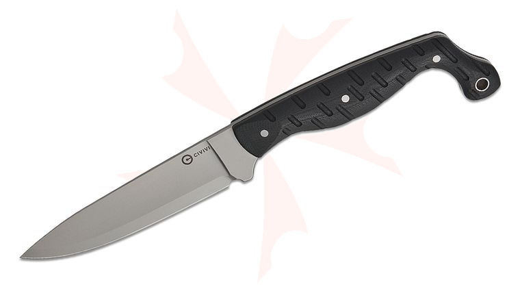 CIVIVI Knives Kyle Lamb MDRN Hunter Fixed Blade Knife 4.12 inch Nitro-V Stonewashed Drop Point Blade, Black G10 Handles, Kydex Sheath