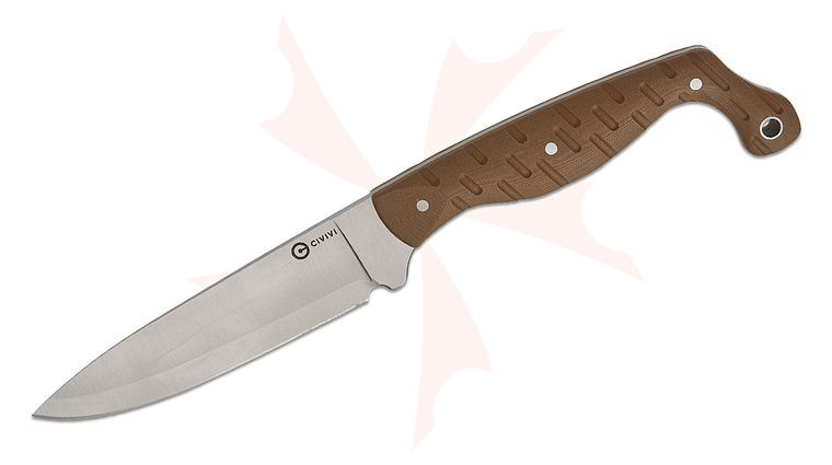 CIVIVI Knives Kyle Lamb MDRN Hunter Fixed Blade Knife 4.12 inch Nitro-V Satin Drop Point Blade, Brown G10 Handles, Kydex Sheath