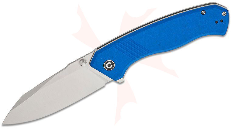 CIVIVI Knives Placoid Liner Lock Flipper Knife 3.67 inch 14C28N Satin Clip Point Blade, Shredded Blue G10 Handles, Reversible Clip
