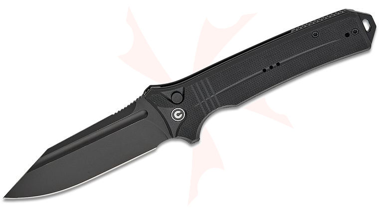 CIVIVI Knives Neurohaptic Button Lock Flipper Knife 3.74 inch Nitro-V Black Stonewashed Clip Point Blade, Milled Black G10 Handles, Reversible Clip