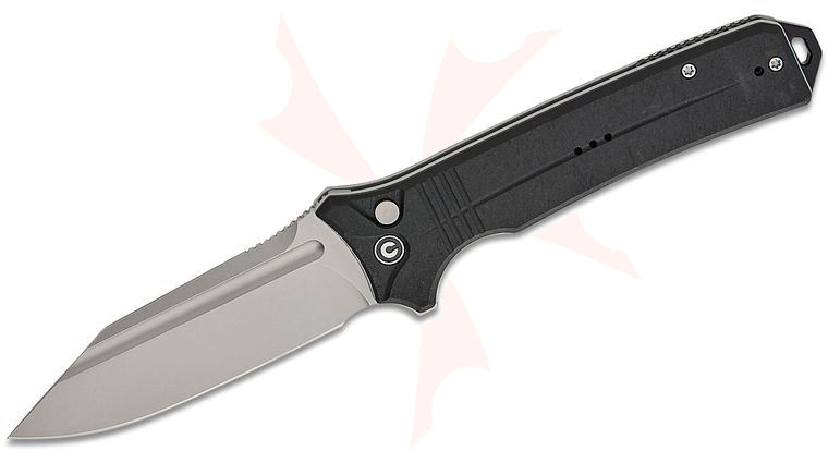 CIVIVI Knives Neurohaptic Button Lock Flipper Knife 3.74 inch Nitro-V Stonewashed Clip Point Blade, Milled Black Shredded G10 Handles, Reversible Clip