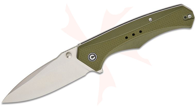 CIVIVI Knives Photonix Liner Lock Flipper Knife 3.7 inch 14C28N Satin Drop Point Blade, Coarse OD Green G10 Handles, Reversible Clip