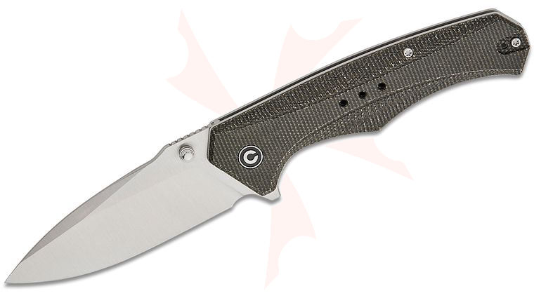 CIVIVI Knives Photonix Liner Lock Flipper Knife 3.7 inch 14C28N Satin Drop Point Blade, Dark Green Canvas Micarta Handles, Reversible Clip