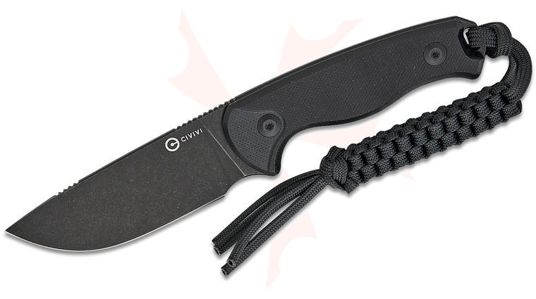 CIVIVI Knives Timberbark Fixed Blade Knife 3.2 inch 14C28N Black Stonewashed Drop Point Blade, Black G10 Handles, Kydex Sheath