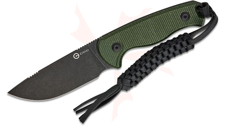 CIVIVI Knives Timberbark Fixed Blade Knife 3.2 inch 14C28N Black Stonewashed Drop Point Blade, Green Canvas Micarta Handles, Kydex Sheath