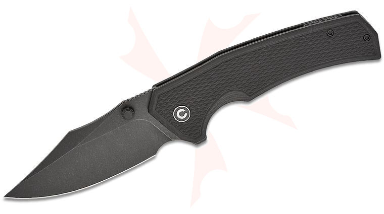 CIVIVI Knives Vexillum Liner Lock Flipper Knife 3.81 inch Nitro-V Black Stonewashed Clip Point Blade, Milled Black G10 Handles