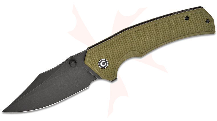 CIVIVI Knives Vexillum Liner Lock Flipper Knife 3.81 inch Nitro-V Black Stonewashed Clip Point Blade, Milled OD Green G10 Handles