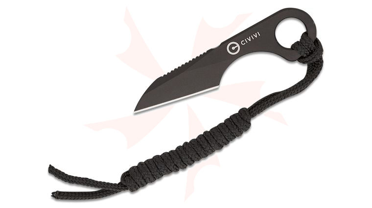 CIVIVI Knives Ostap Hel Gramis Fixed Neck Knife 1.02 inch 14C28N Black Sheepsfoot Blade and Skeletonized Handle, Kydex Sheath