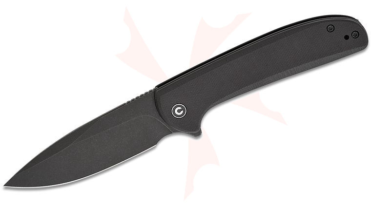 CIVIVI Knives Primitrox Liner Lock Flipper Knife 3.48 inch Nitro-V Black Stonewashed Drop Point Blade, Black G10 Handles
