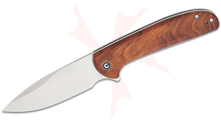 CIVIVI Knives Primitrox Liner Lock Flipper Knife 3.48 inch Nitro-V Satin Drop Point Blade, Guibourtia Wood Handles