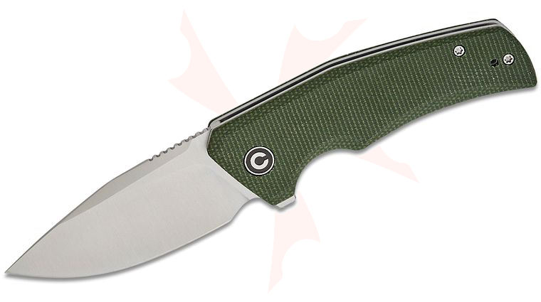 CIVIVI Knives Regulatron Liner Lock Flipper Knife 2.98 inch Nitro-V Satin Drop Point Blade, Green Canvas Micarta Handles, Reversible Clip