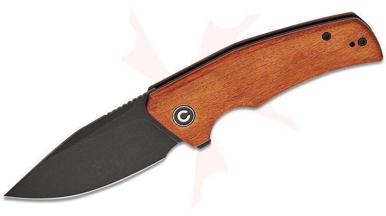CIVIVI Knives Regulatron Liner Lock Flipper Knife 2.98 inch Nitro-V Black Stonewashed Drop Point Blade, Guibourtia Wood Handles, Reversible Clip