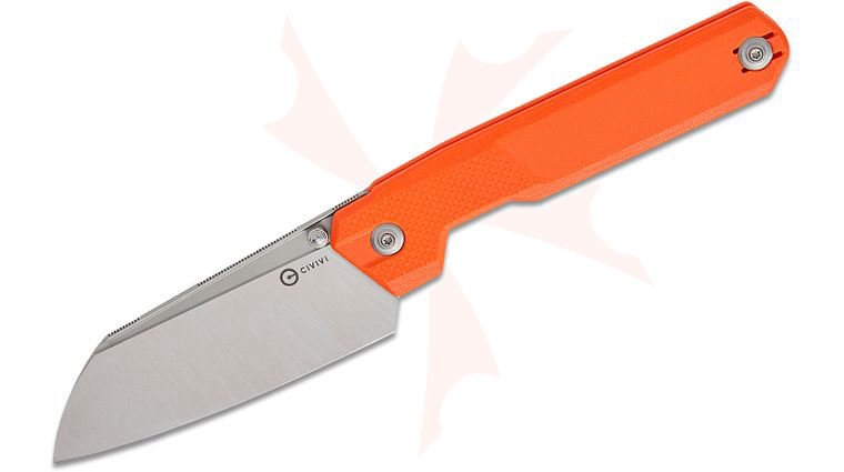 CIVIVI Knives Ostap Hel Hid Nested Liner Lock Folding Knife 4.14 inch 14C28N Satin Reverse Tanto Blade, Orange G10 Handles
