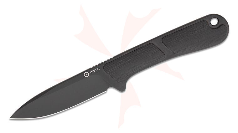 CIVIVI Knives Mini Elementum Fixed Blade Neck Knife 2.24 inch Nitro-V Black Drop Point Blade, Black G10 Handles, Kydex Sheath