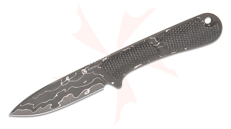 CIVIVI Knives Mini Elementum Fixed Blade Neck Knife 2.24 inch Damascus Drop Point Blade, Dark Green Canvas Micarta Handles, Kydex Sheath