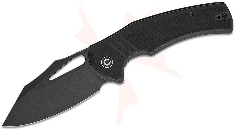 CIVIVI Knives BullTusk Liner Lock Flipper Knife 3.48 inch 14C28N Black Stonewashed Clip Point Blade, Coarse Black G10 Handles