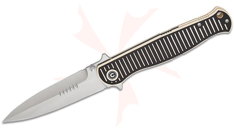 CIVIVI Knives Robert Saniscalchi RS71 Dagger Liner Lock Flipper Knife 4 inch Nitro-V Satin Spear Point Blade, Ivory/Black G10 Handles