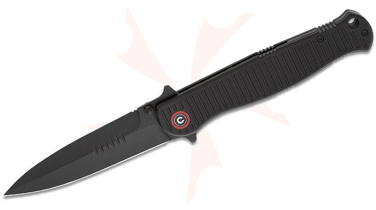 CIVIVI Knives Robert Saniscalchi RS71 Dagger Liner Lock Flipper Knife 4 inch Nitro-V Black Stonewashed Spear Point Blade, Black G10 Handles