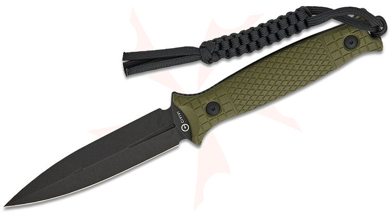 CIVIVI Knives Perfrico Fixed Blade Knife 4.49 inch 14C28N Black Stonewashed Single Edge Dagger Blade, OD Green G10 Handles, Kydex Sheath with T-Clip