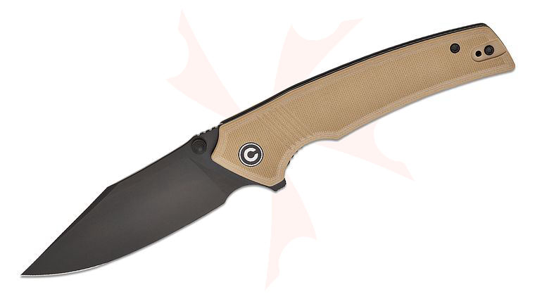 CIVIVI Knives Tranquil Liner Lock Flipper Knife 3.7 inch 14C28N Black Clip Point Blade, Tan G10 Handles