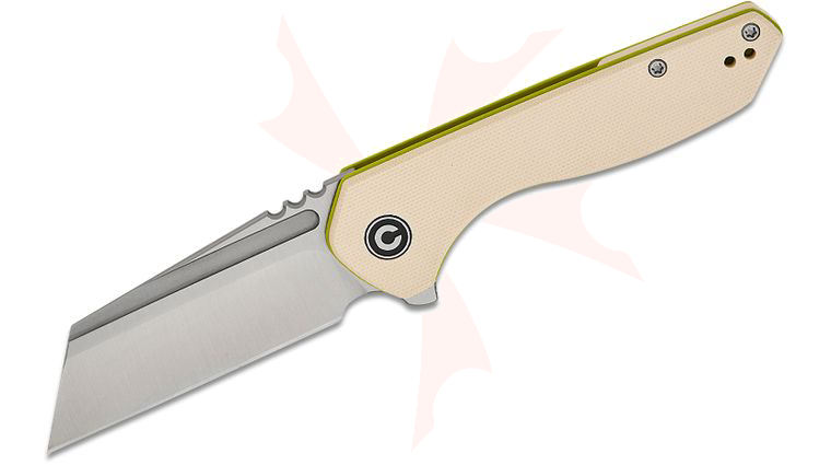 CIVIVI Knives Brian Brown ExOne Liner Lock Flipper Knife 2.94 inch Nitro-V Satin Reverse Tanto Blade, Ivory G10 Handles, Reversible Clip