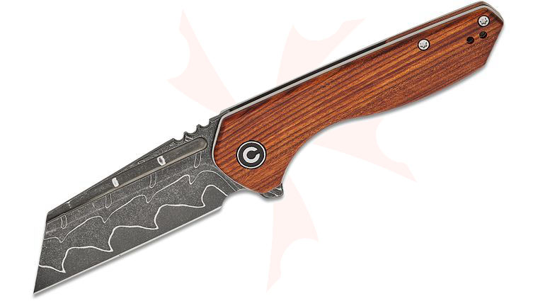 CIVIVI Knives Brian Brown ExOne Liner Lock Flipper Knife 2.94 inch Damascus Reverse Tanto Blade, Guibourtia Wood Handles, Reversible Clip