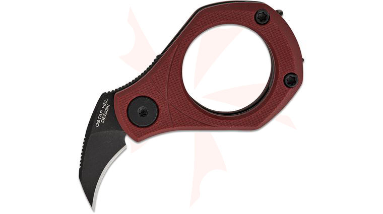 CIVIVI Knives Ostap Hel Pyrus Double Detent Slipjoint Utility Flipper Knife 0.65 inch 14C28N Black Stonewashed Hawkbill Blade, Burgundy G10 Handles, Reversible Wire Clip
