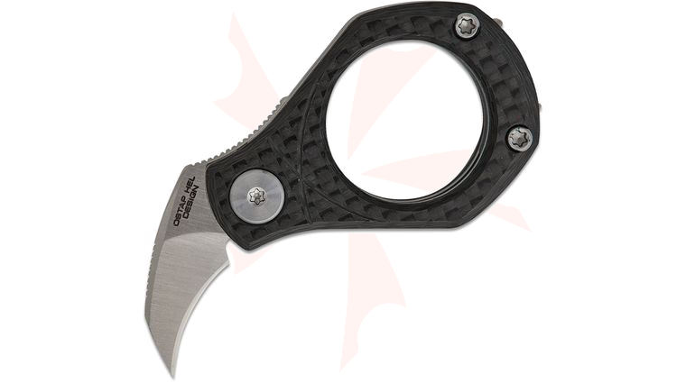 CIVIVI Knives Ostap Hel Pyrus Double Detent Slipjoint Utility Flipper Knife 0.65 inch 14C28N Satin Hawkbill Blade, Twill Carbon Fiber Handles, Reversible Wire Clip