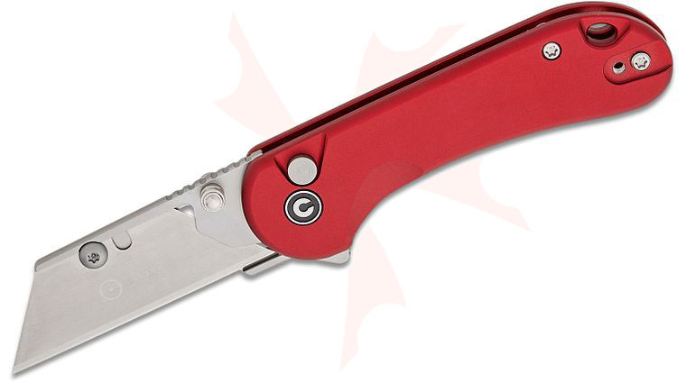 CIVIVI Knives Elementum Utility Button Lock Flipper Knife 2.26 inch 6Cr Replaceable Utility Blade, Burgundy Aluminum Handles, Reversible Clip