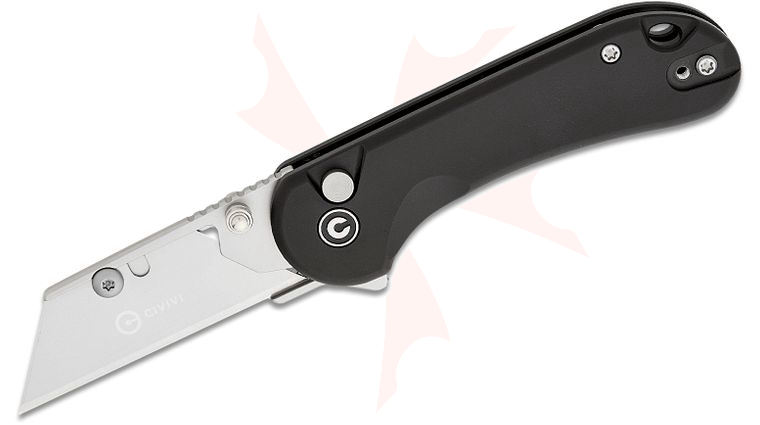 CIVIVI Knives Elementum Utility Button Lock Flipper Knife 2.26 inch 6Cr Replaceable Utility Blade, Black Aluminum Handles, Reversible Clip