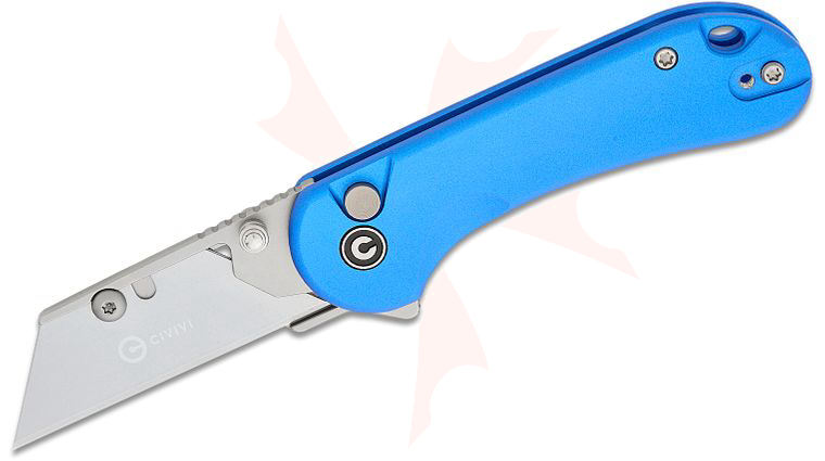 CIVIVI Knives Elementum Utility Button Lock Flipper Knife 2.26 inch 6Cr Replaceable Utility Blade, Blue Aluminum Handles, Reversible Clip