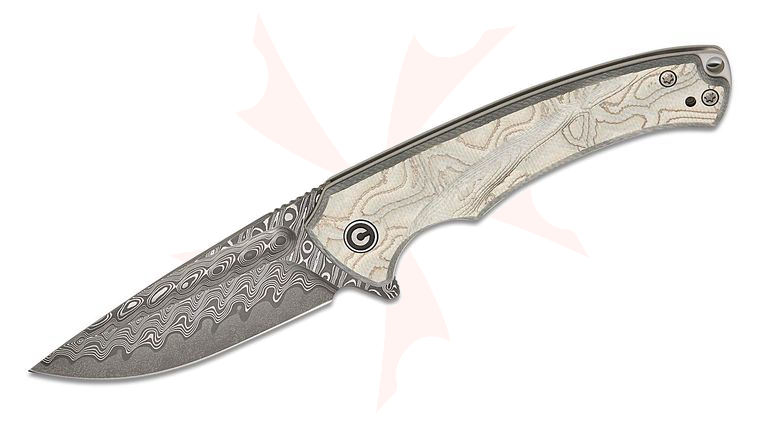 CIVIVI Knives Voidflare Liner Lock Flipper Knife 2.92 inch Damascus Drop Point Blade, Aluminum Foil G10 Handles, Reversible Clip