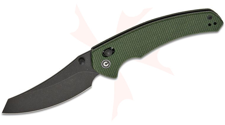 CIVIVI Knives Gavko Sixgill Crossbar Lock Folding Knife 3.41 inch Nitro-V Black Stonewashed Reverse Tanto Blade, Green Canvas Micarta Handles, Reversible Clip