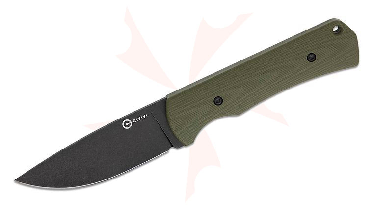 CIVIVI Knives Jencks Fixed Blade Knife 3.54 inch 14C28N Black Stonewashed Drop Point Blade, OD Green G10 Handles, Kydex Sheath