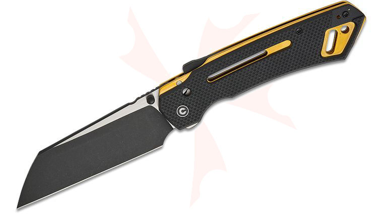 CIVIVI Knives Snecx Buster FG Superlock Folding Knife 4.2 inch Nitro-V Two-Tone Sheepsfoot Blade, Coarse Black G10 Handles, Reversible Clip