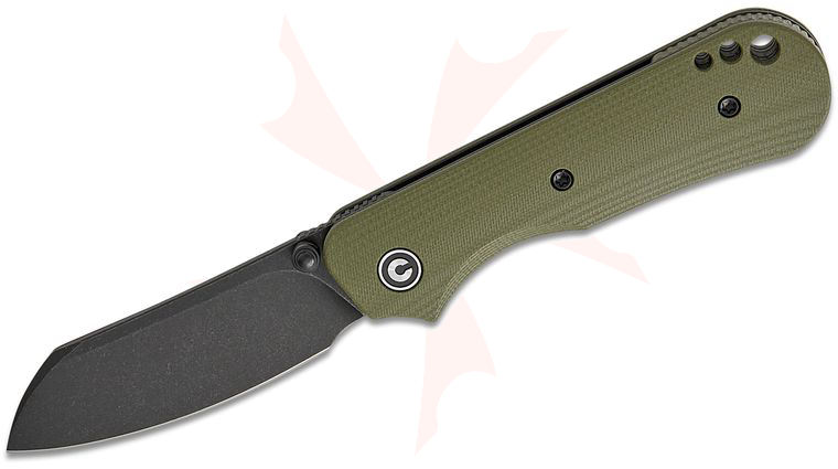 CIVIVI Knives Ken Onion Jr. Crabby Folding Knife 2.7 inch 14C28N Black Stonewashed Sheepsfoot Blade, Contoured OD Green G10 Handles, Deep Carry Clip