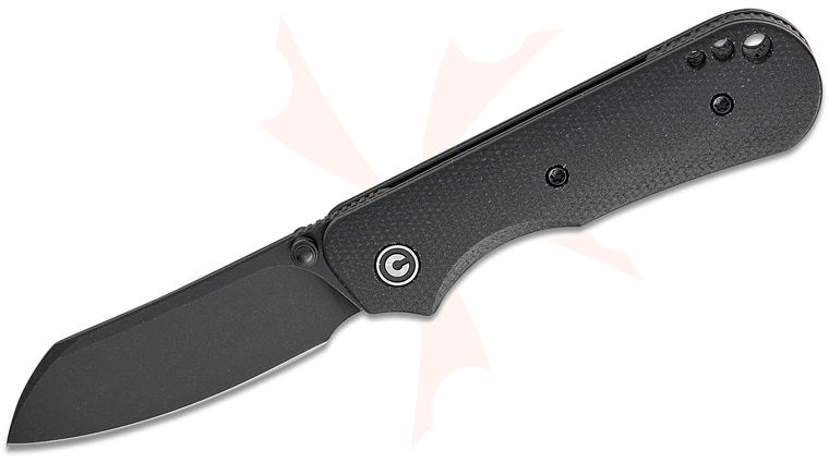 CIVIVI Knives Ken Onion Jr. Crabby Folding Knife 2.7 inch 14C28N Black Stonewashed Sheepsfoot Blade, Contoured Black Canvas Micarta Handles, Deep Carry Clip