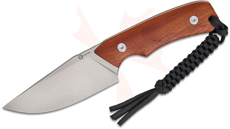 CIVIVI Knives Gander Fixed Blade Knife 3.63 inch 14C28N Satin Clip Point Blade, Guibourtia Wood Handles, Kydex Sheath with T-Clip